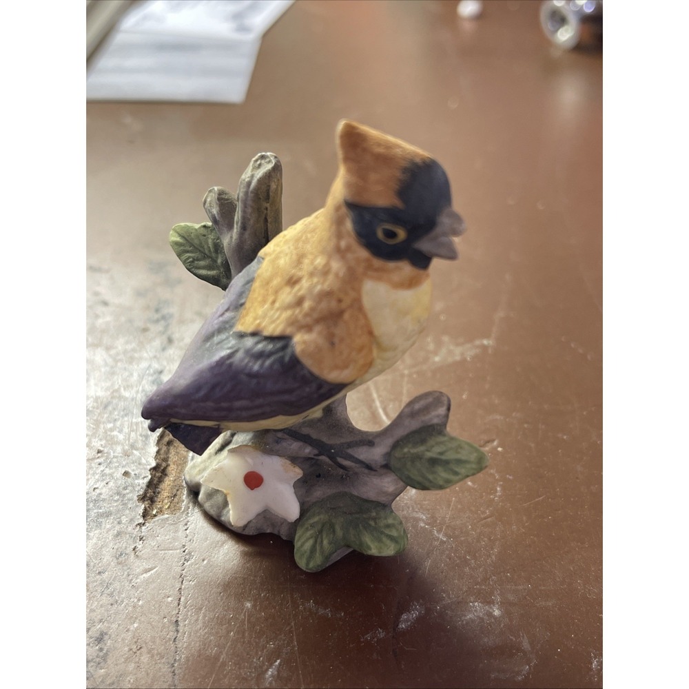 Porcelain Bird Figurine Decorative Collectible Sculpture on Branch Home Decor